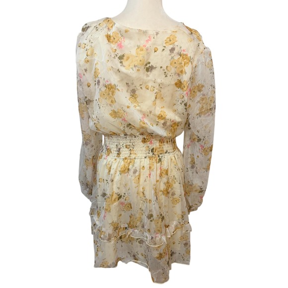 NEW Floral‎ Ruffle Skirt Size Large Mini Dress Smocked Waist Girly Garden Party - Picture 8 of 8